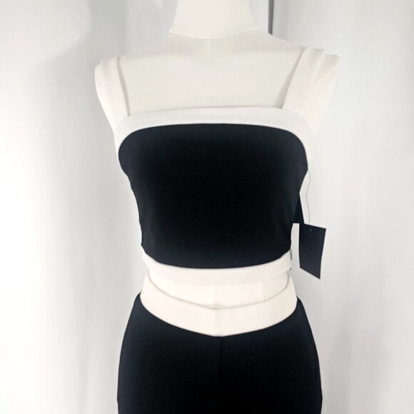 Lulus Women's Black & Ivory Colorblock 2 Piece High Waist Pant Set Size XS NWTF - Picture 3 of 16